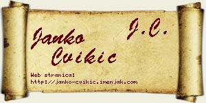 Janko Cvikić vizit kartica